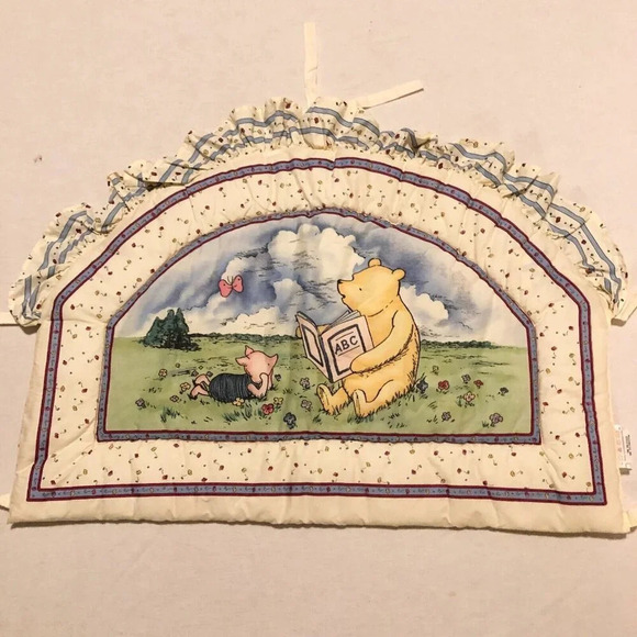 Vintage Disney Winnie The Pooh Piglet Soft Crib Headboard Cover Pad Nursery - Picture 1 of 16